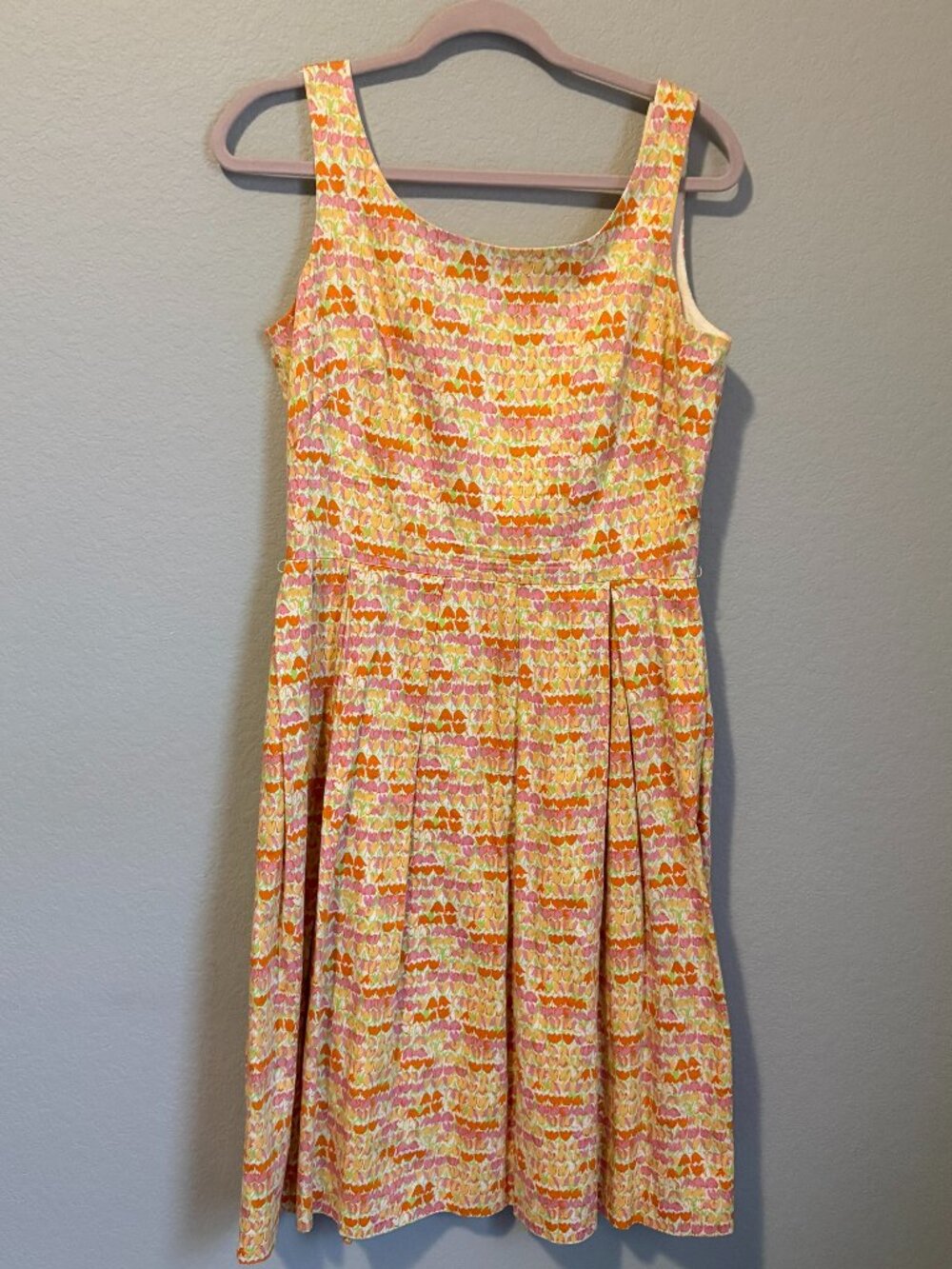 Talbots Floral Tulip Print Cotton Sun Dress Orange Pink‎ Yellow | Size 6